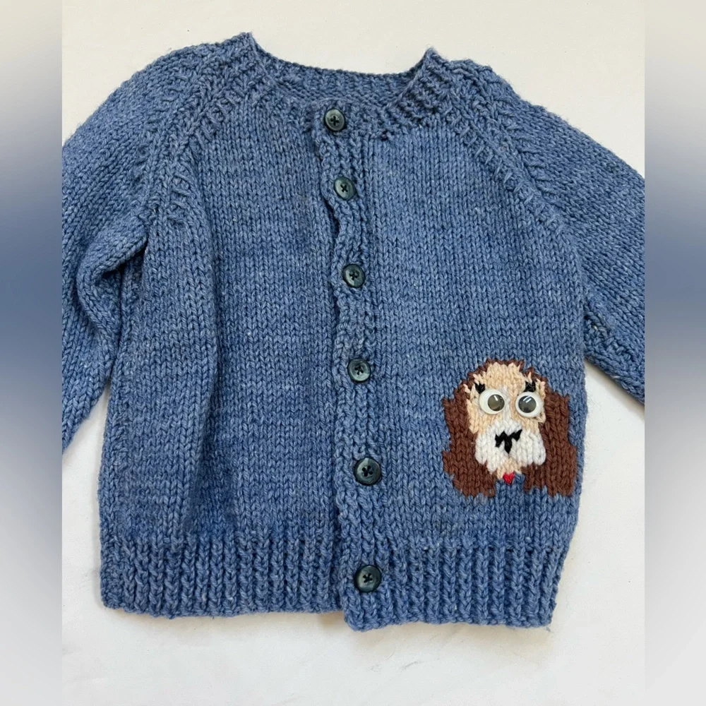 Like NEW Cardigan Sweater Puppy Dogs Toddler Size 9 Months Baby Blue Unbranded - Picture 2 of 16